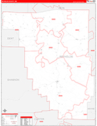 Reynolds County Wall Map Red Line Style