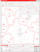 Rice County Wall Map Red Line Style