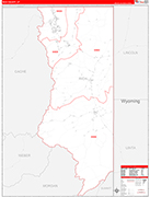 Rich County Wall Map Red Line Style