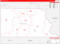 Richardson County Wall Map Red Line Style