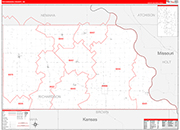 Richardson County Wall Map Red Line Style