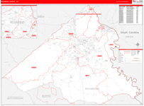 Richmond County Wall Map Red Line Style