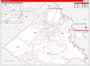 Richmond County Wall Map Red Line Style