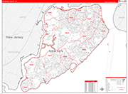 Richmond Wall Map Red Line Style