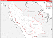 Richmond County Wall Map Red Line Style