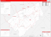 Roane Wall Map Red Line Style