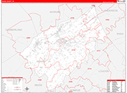 Roane County Wall Map Red Line Style