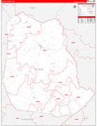 Roane County Wall Map Red Line Style