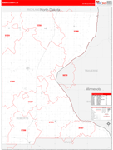 Roberts County Wall Map Red Line Style
