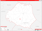 Robertson County Wall Map Red Line Style