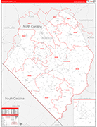 Robeson County Wall Map Red Line Style