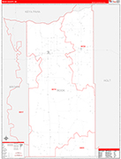 Rock County Wall Map Red Line Style