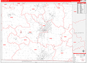 Rock County Wall Map Red Line Style