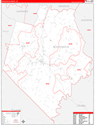 Rockcastle County Wall Map Red Line Style