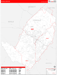 Rockdale County Wall Map Red Line Style