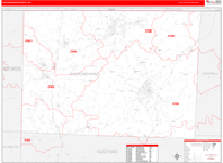 Rockingham County Wall Map Red Line Style