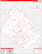 Rockingham County Wall Map Red Line Style