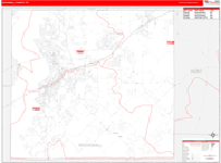 Rockwall County Wall Map Red Line Style