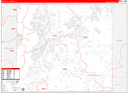 Rockwall County Wall Map Red Line Style