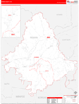 Rowan County Wall Map Red Line Style