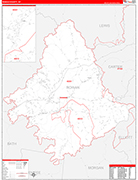 Rowan County Wall Map Red Line Style