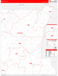Rusk County Wall Map Red Line Style