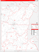 Rusk County Wall Map Red Line Style