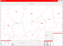 Rusk County Wall Map Red Line Style