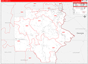 Russell County Wall Map Red Line Style