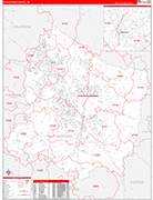 Rutherford Wall Map Red Line Style
