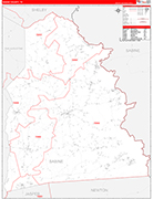 Sabine County Wall Map Red Line Style