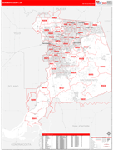 Sacramento County Wall Map Red Line Style