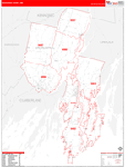 Sagadahoc County Wall Map Red Line Style