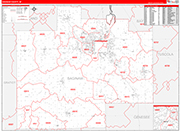 Saginaw County Wall Map Red Line Style