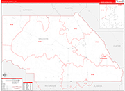 Saguache Wall Map Red Line Style