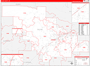 Saline County Wall Map Red Line Style