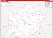 Saline County Wall Map Red Line Style