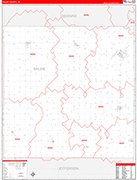 Saline County Wall Map Red Line Style