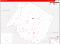 Saluda County Wall Map Red Line Style
