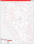 Sampson County Wall Map Red Line Style