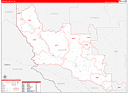 Sanders County Wall Map Red Line Style