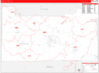Sandusky County Wall Map Red Line Style