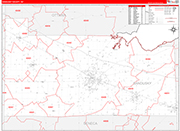 Sandusky County Wall Map Red Line Style