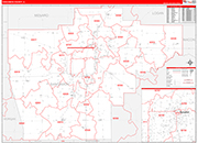 Sangamon County Wall Map Red Line Style