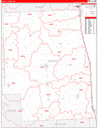 Sanilac County Wall Map Red Line Style