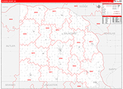 Saunders County Wall Map Red Line Style