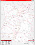 Schoharie Wall Map Red Line Style