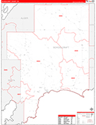 Schoolcraft County Wall Map Red Line Style
