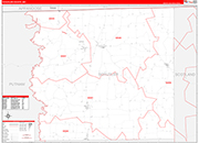 Schuyler County Wall Map Red Line Style
