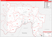 Scioto County Wall Map Red Line Style